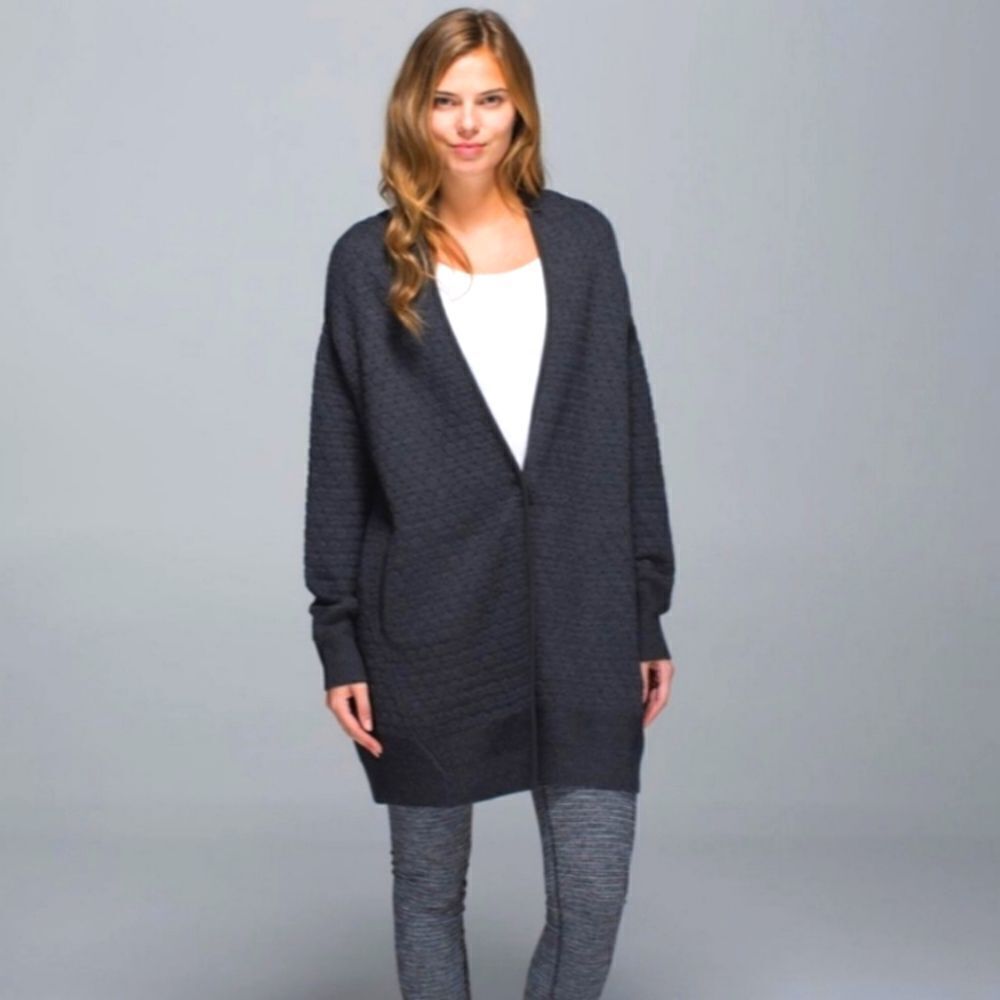 Lululemon Cardi All Day Cardigan Heathered Black Gray Sz XS/S